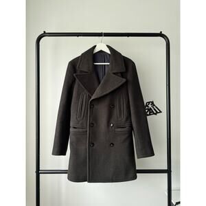 Suitsupply Phoenix Pure Wool Double-Breasted Coat Dark Charcoal